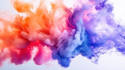 Fototapeta premium Abstract Colorful Ink Swirls Vibrant Orange, Red, Pink, and Blue Dye Mix on White Background