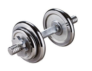 Metal dumbbell isolated on transparent background