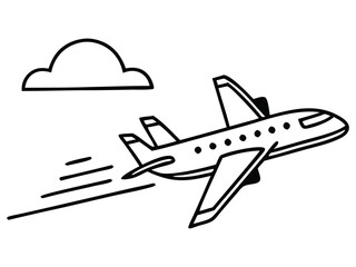 Commercial Airplane Soaring Through the Sky with Speed Lines for Travel Themes