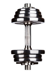 Metal dumbbell isolated on transparent background