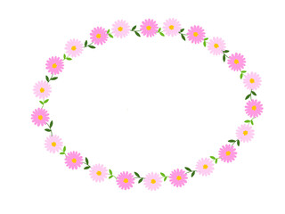 ピンクの花の楕円のフレーム