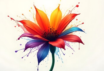Flowers blooming with splash beautiful vector
