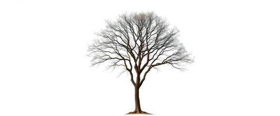 Fototapeta premium A solitary tree stands against a stark white backdrop, branches reaching skyward, leaves, nature