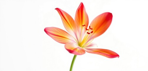 Naklejka premium A single vibrant bloom, petals unfurled, set against a pure white backdrop, wildflower, autumn