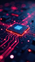 Abstract glowing circuit board, futuristic tech nodes , binary, illustration, abstract