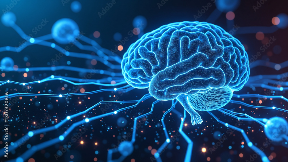 Poster digital background perfect for tech processes, neural networks, artificial intelligence, data transf