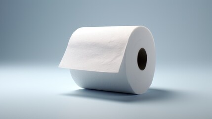 roll of toilet paper on clean blue background
