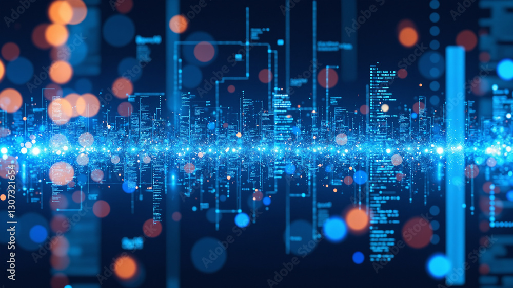 Poster digital background perfect for tech processes, neural networks, artificial intelligence, data transf