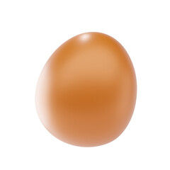 Realistic 3D Brown Egg Icon with Glossy Finish