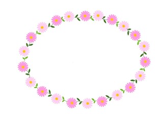 ピンクの花の楕円のフレーム