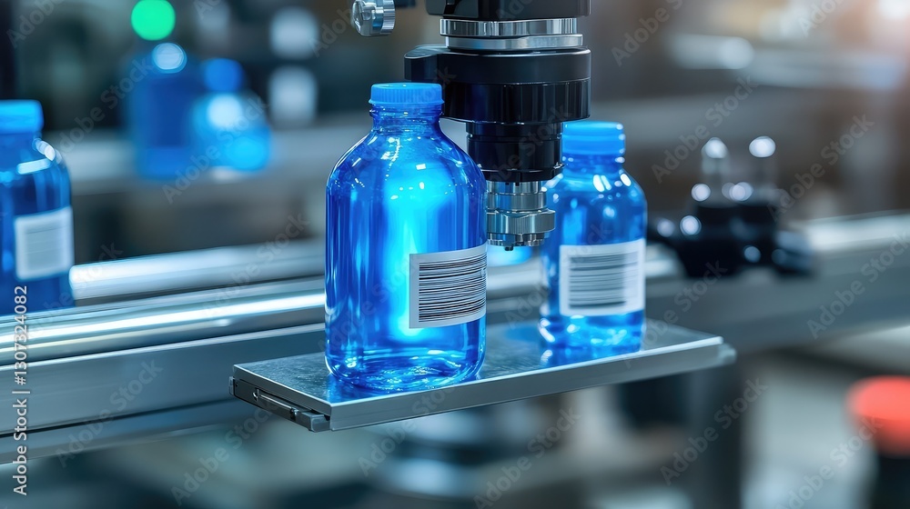 Aufkleber high-speed labeling machine applying barcodes to packaged products.