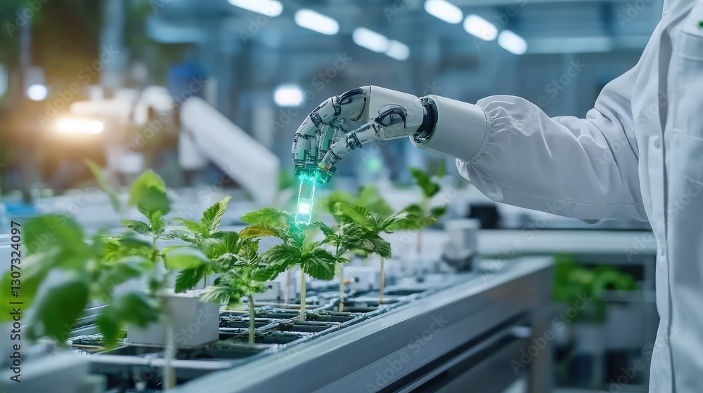 Poster high-tech factory utilizing ai to monitor and optimize production output.