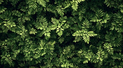 Fototapeta premium Dense green leaves create a natural pattern covering the image area