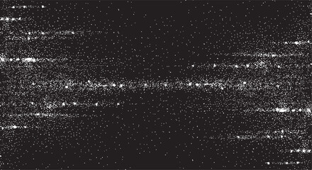 Snow, stars, twinkling lights, rain drops on black background. Abstract vector noise. Small particles of debris and dust. Distressed uneven grunge overlay.