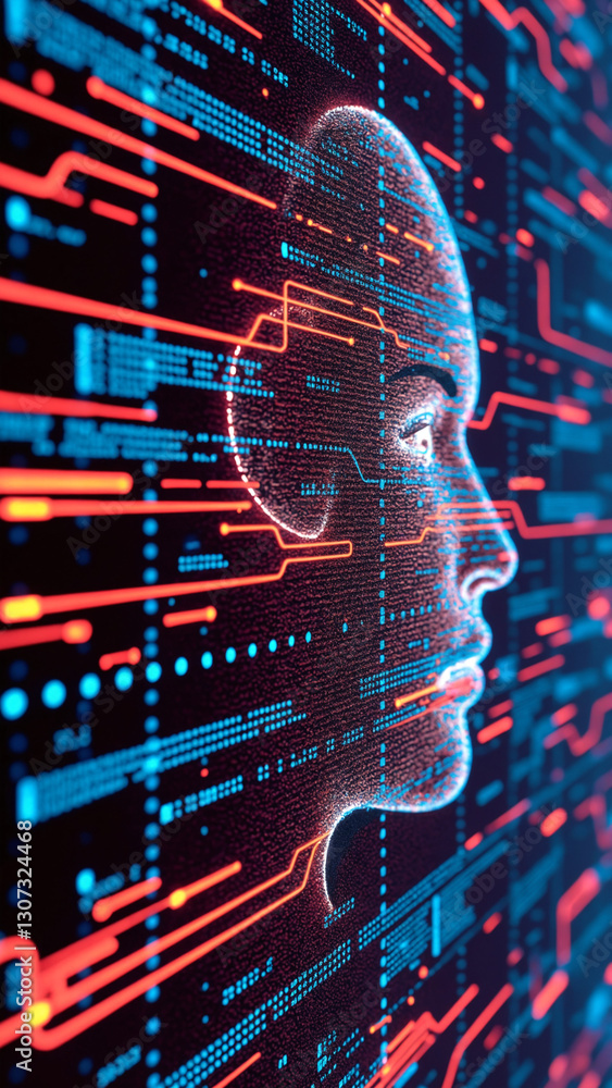 Poster digital background perfect for tech processes, neural networks, artificial intelligence, data transf