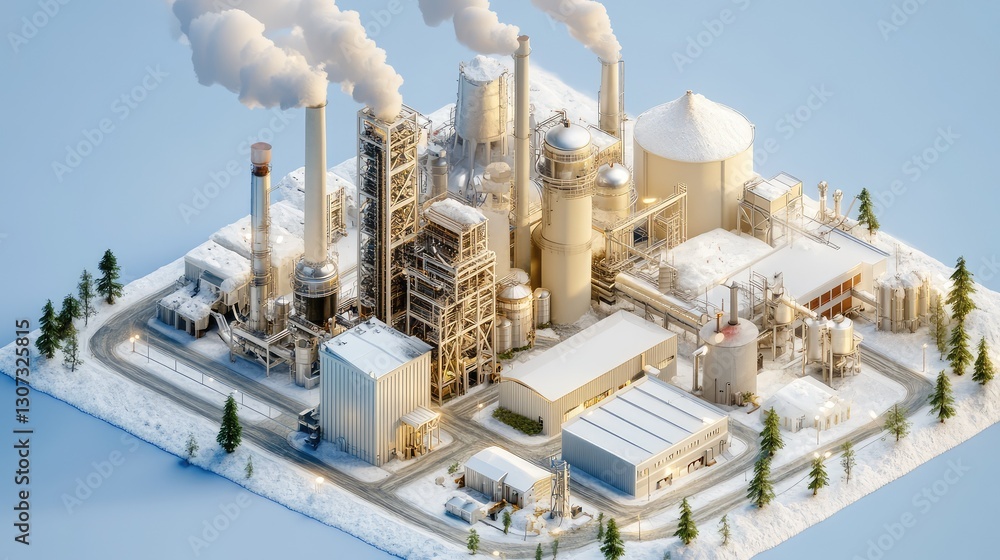 Poster smart factory with iot-connected machines optimizing energy efficiency.