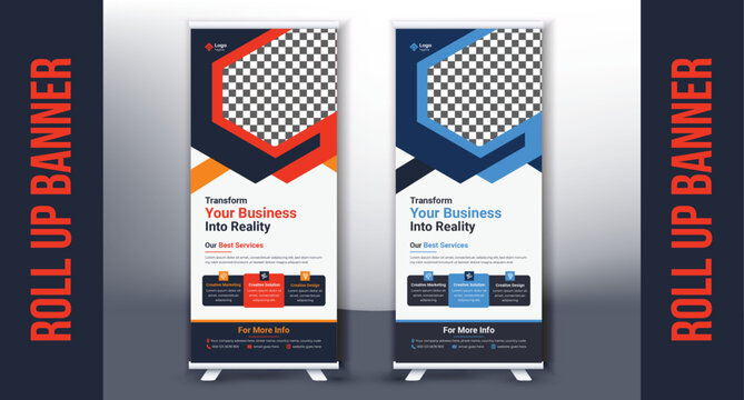Modern Business signage Roll Up Banner corporate Editable Roll up background for marketing promotion Vertical roll up x-stand exhibition display Marketing Promotion