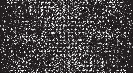 Rough, irregular texture composed of monochrome geometric elements. Overlay distressed grunge background. Abstract vector illustration. Isolated on white background. EPS10