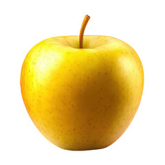 Yellow apple full depth isolated on transparent background