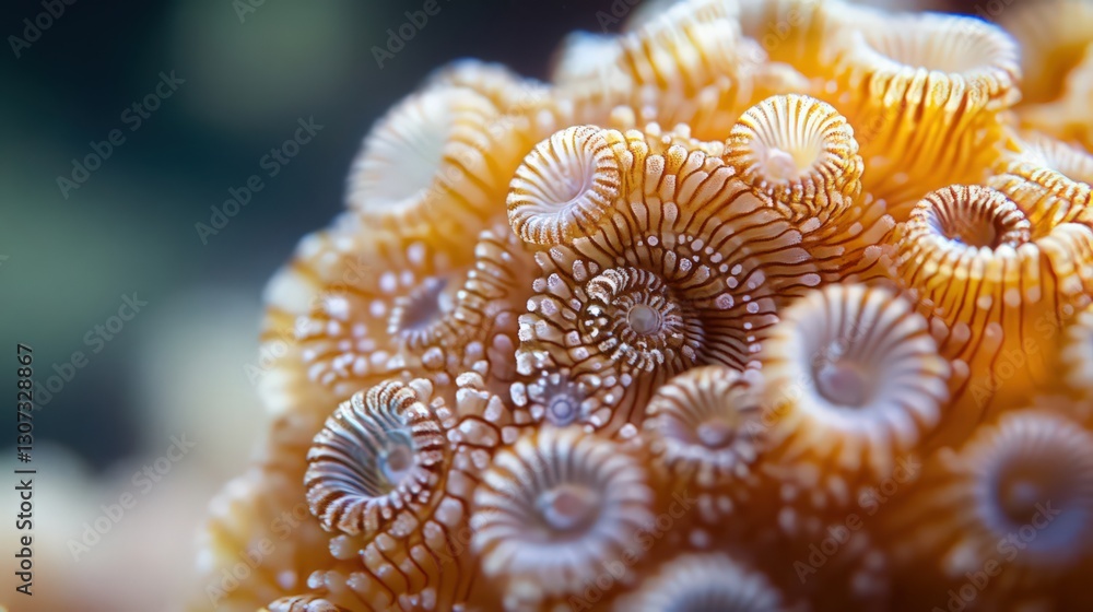 Poster intricate coral colony thriving with vivid details and unique patterns