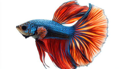 Fototapeta premium A breathtaking Betta fish with a mix of vivid red and blue hues