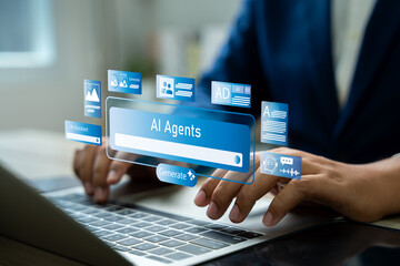 AI agents,  AI powered business Solutions, AI assistants support human intelligence, Smart...