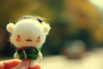 Hand Holding a Cute Handmade Plush Toy