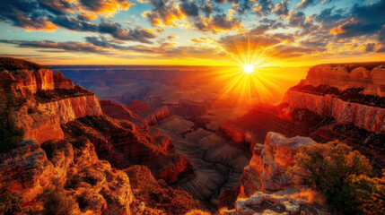 Obraz premium A breathtaking sunset over the Grand Canyon