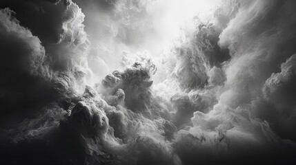 Obraz premium Dramatic Monochrome Cloudscape Intense Light and Dark Grey Cloud Formations