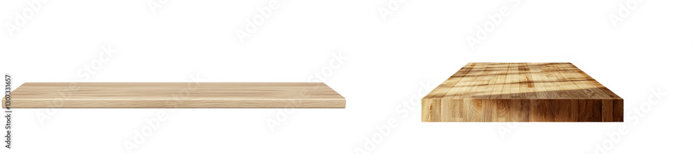 Aufkleber the image features an empty rustic wooden table isolated on a white background for montage
