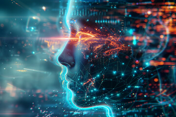 Futuristic AI-powered digital human