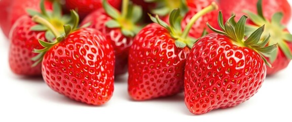 Single ripe strawberry, vibrant red, juicy, isolated, background, delicious