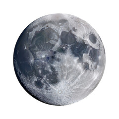 closeup moon isolated on white background