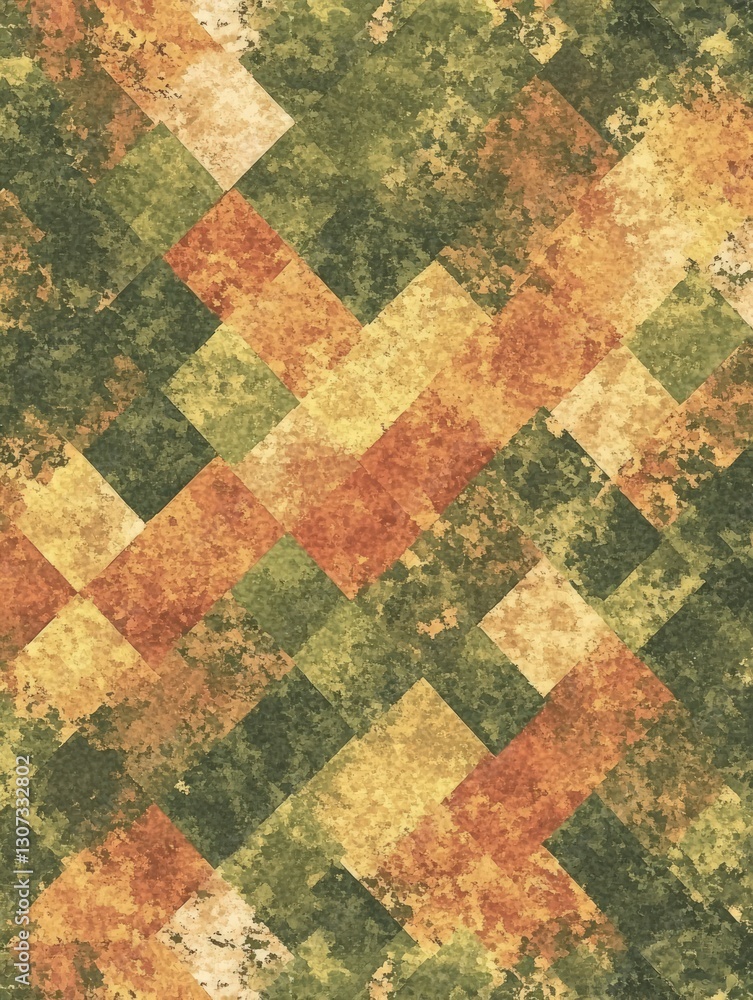 Poster abstract geometric pattern with diagonal lines in green orange and yellow colors