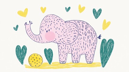 Naklejka premium Animals of Africa and safari. Cute elephant hand drawn on white background