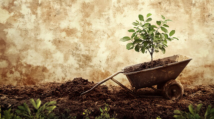 Sowing work or planting trees concept