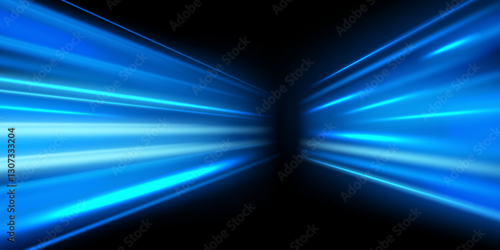 Poster Neon color rays vector abstract background. Futuristic technological style. Abstract background with speed lines. Vector illustration. Futuristic. The light lines of the road are blue png