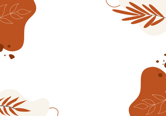 Abstract organic shapes with botanical elements on a clean white background