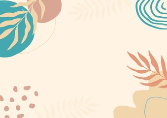 Delicate botanical composition with modern shapes and minimalist color palette