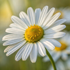 Close-up of a vibrant daisy flower with white petals and a yellow center