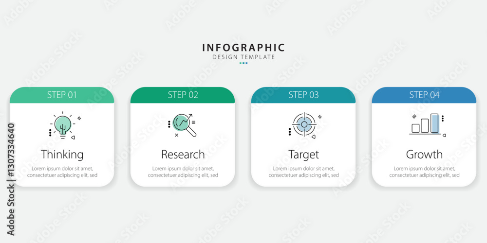 Poster timeline infographic template. 4 step timeline journey, calendar flat simple infographics design tem