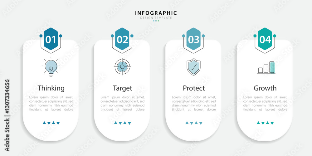 Poster timeline infographic template. 4 step timeline journey, calendar flat simple infographics design tem