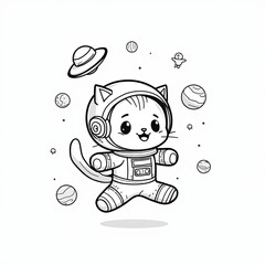 Zero Gravity Kitty Adventure – Printable Coloring Fun