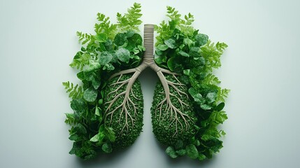 model of human lungs made of green forest ,Earth Day concept

