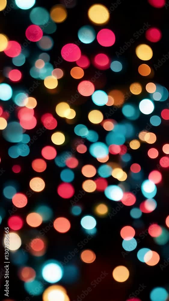 Poster multicolored bokeh lights creating a vibrant, dreamy effect on a dark backdrop