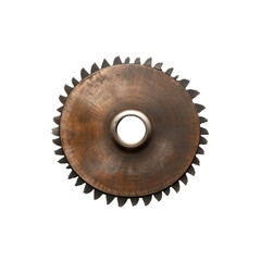 Circular saw blade is showcased on a transparent background, revealing its sharp teeth and central hole for mounting.