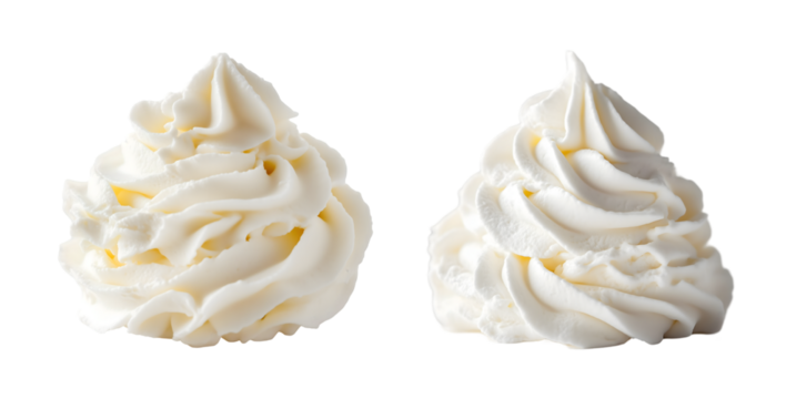 Whipped Cream Swirls on Transparent Background