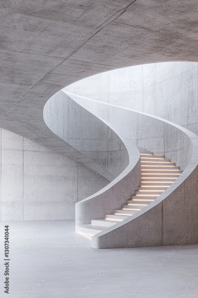Poster curved brutalist structures create a captivating atmosphere, illuminated by soft pastel beams. the a