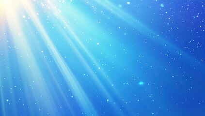 Abstract blue light rays background with a starry sky and glowing flare in space, a futuristic technology