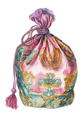 PNG Chinese lucky bag illustration watercolor watercolor illustration.